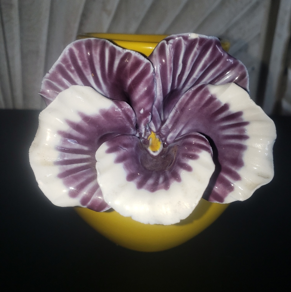 Anthropologie Purple and White Ceramic Flower Vase